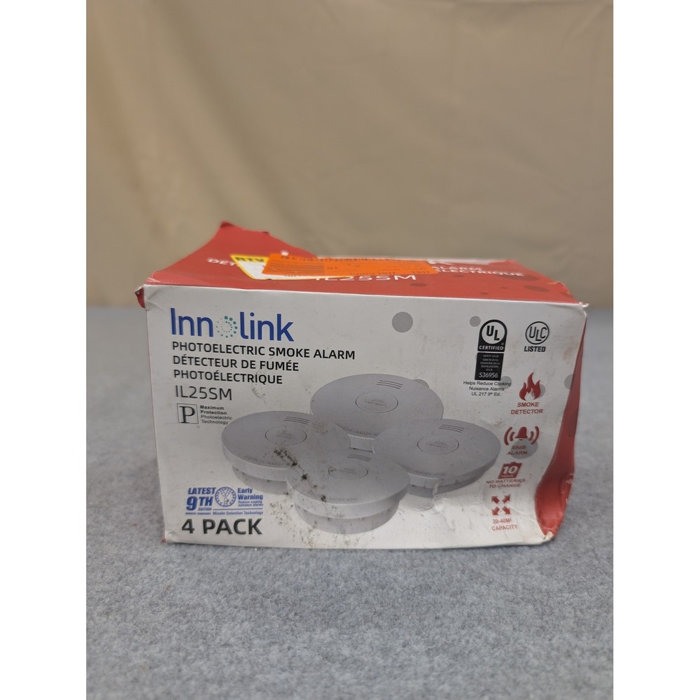 Innolink IL25SM Photoelectric Smoke Alarm 4 Pack 10 Year Battery White